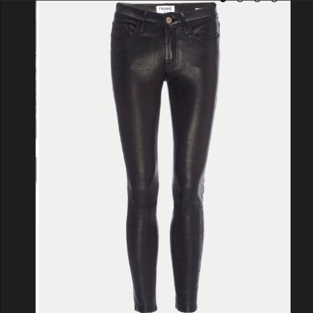 FRAME Le Skinny de Jeanne BLACK LEATHER size 24